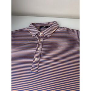 Mens Ralph Lauren RLX Golf Polo Shirt Size XL Orange & Blue Striped Performance